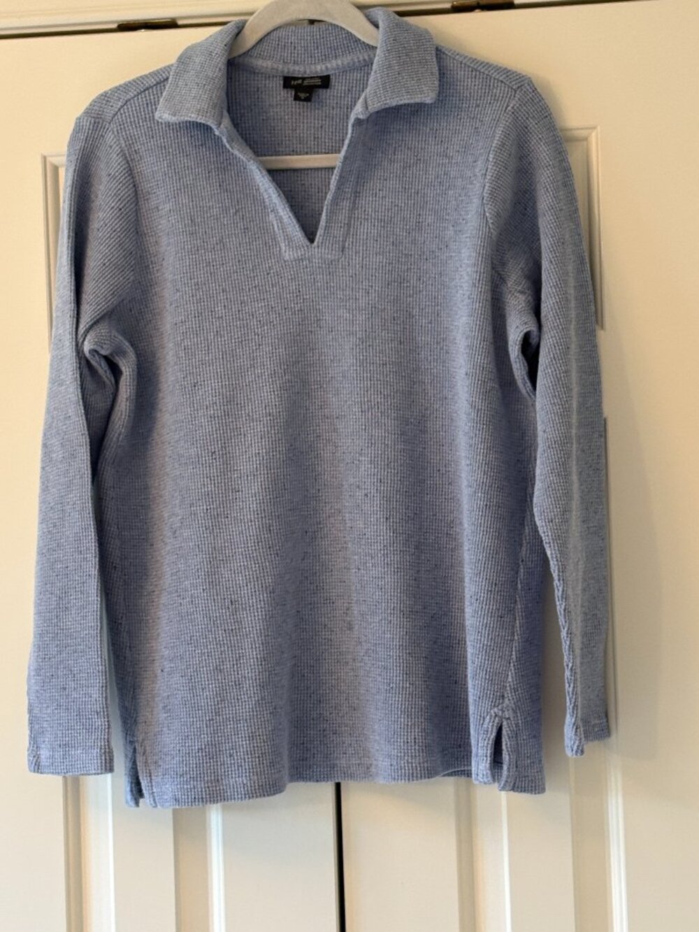NWOT J. Jill Wearever  Blue  Collared Waffle Knit Sweater Size M